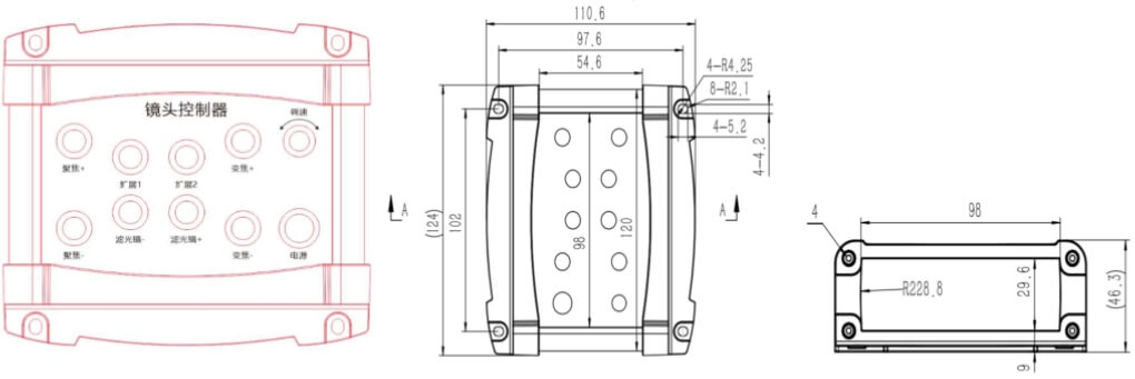 镜头控制器外形尺寸图 镜头控制器外形尺寸图